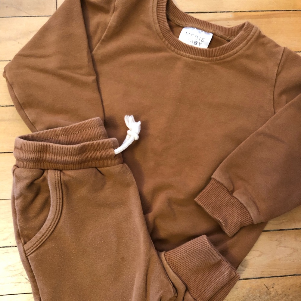 Little Baby Kids' Brown Cozy Sweatshirt & Jogger Matching Set PLAY CONDITION